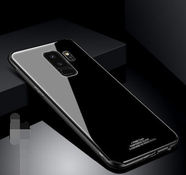 Samsung S9 Plus Case luxe glitter slank siliconen frame+hard gehard glazen pantser beschermende achterkant telefoonhoesje deksel