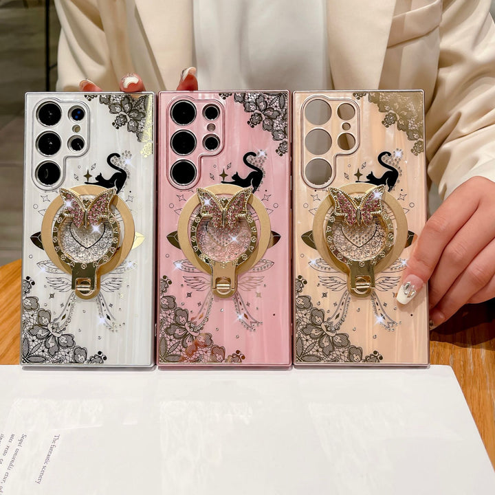 Minimally Designed Diamond Encrusted Butterfly Stand Phone Case