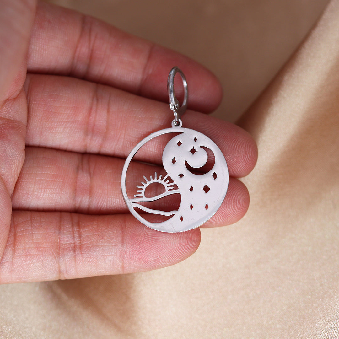 Bagua yin yang tai chi aretes de anillo para mujeres