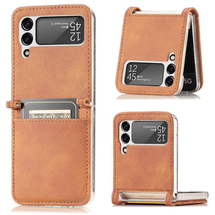 Up And Down Folding Screen Mobile Phone Integrated Leather Card Protective Cover