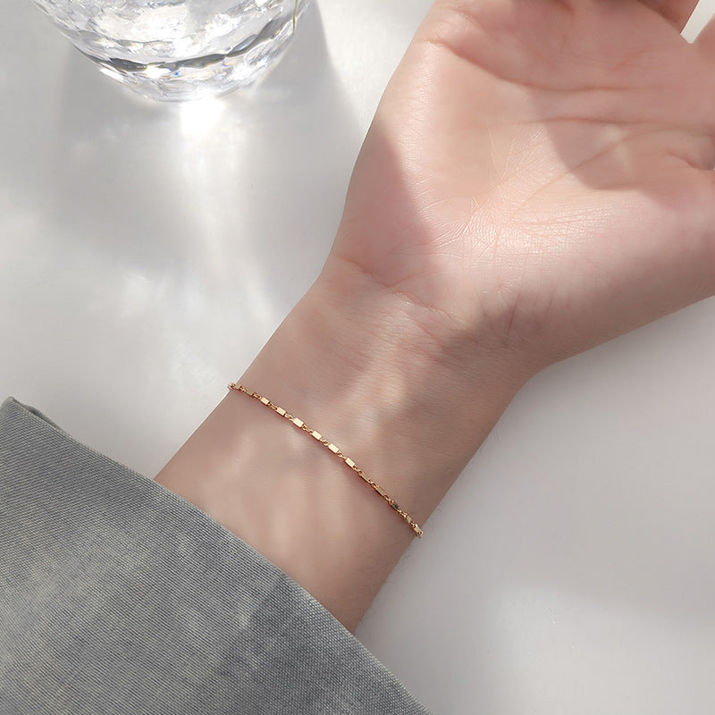 S925 Silver Small Square Bracelet For Women