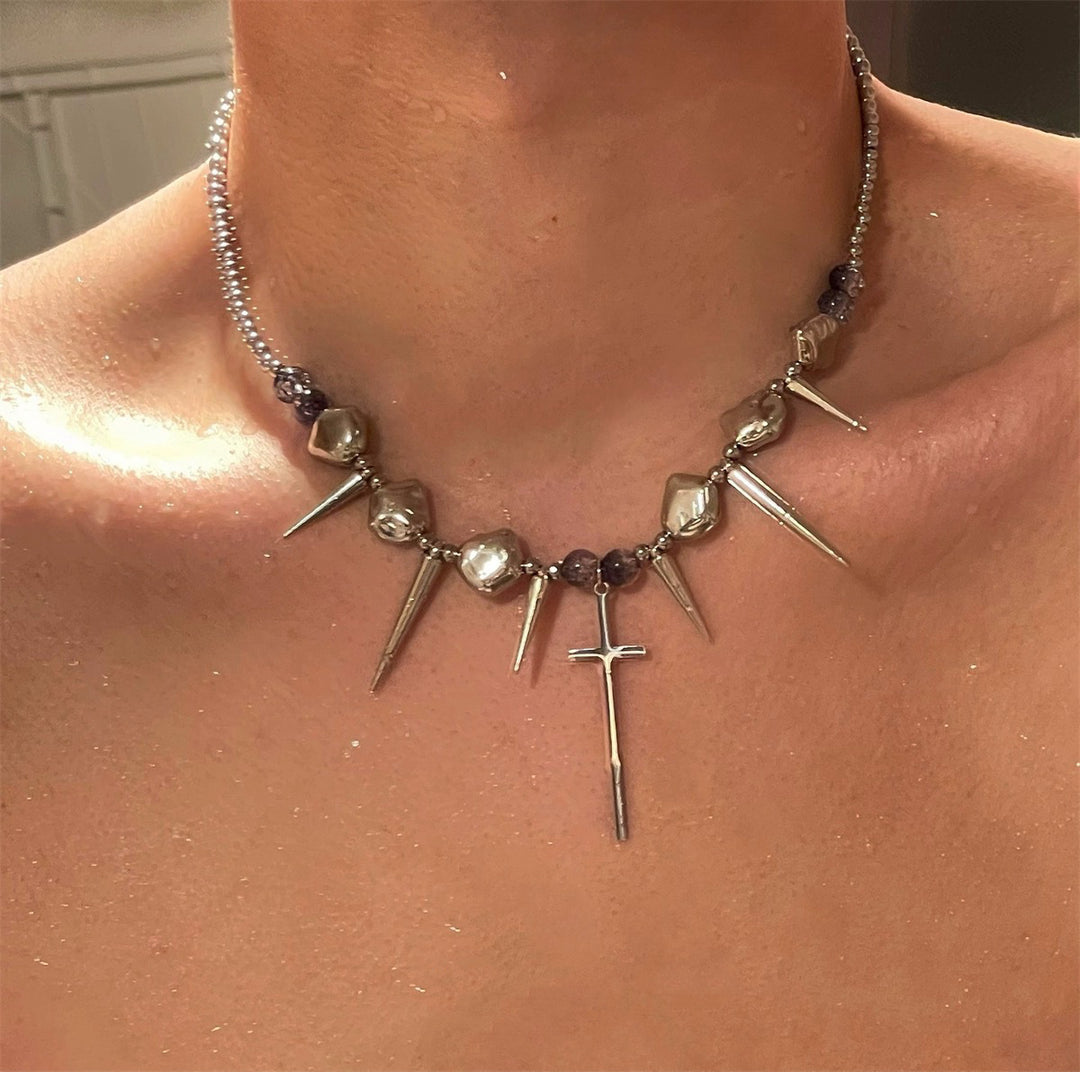 Cross Rivet Necklace Irregular Clavicle Chain