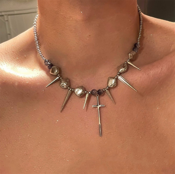 Collier de rivet croisé chaîne de clavicules irrégulières