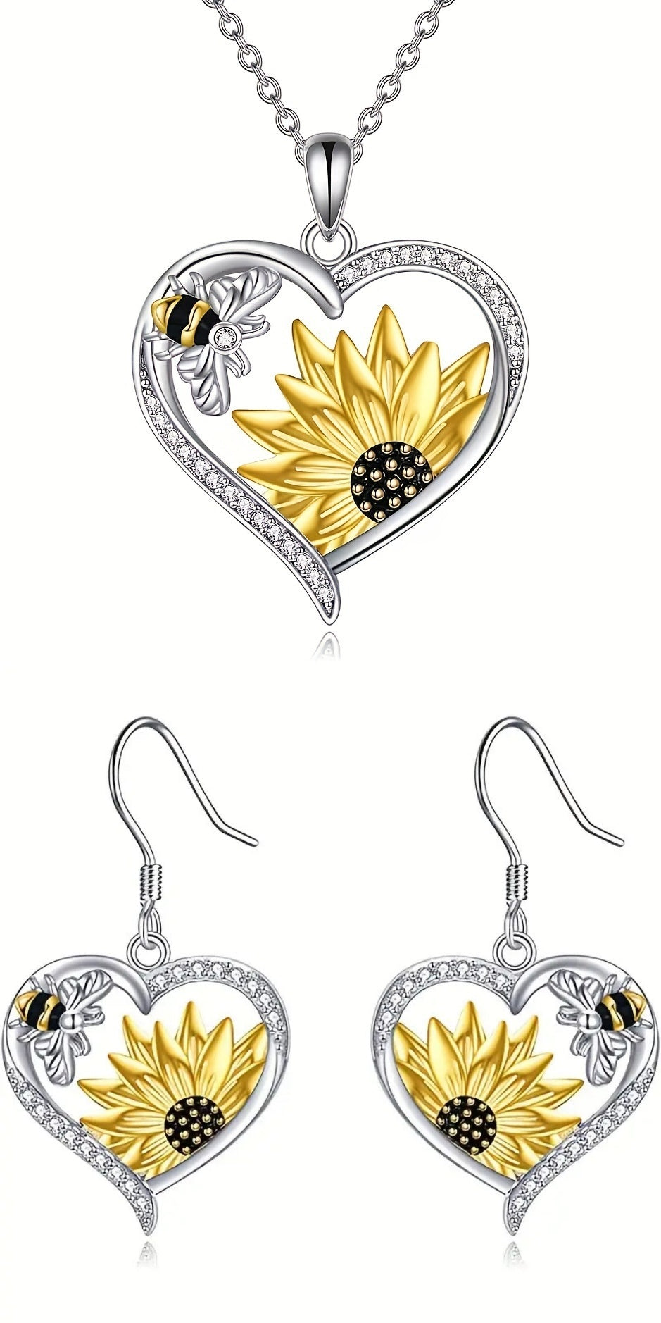 Cute Lady Animal Bee Sunflower Heart Earrings