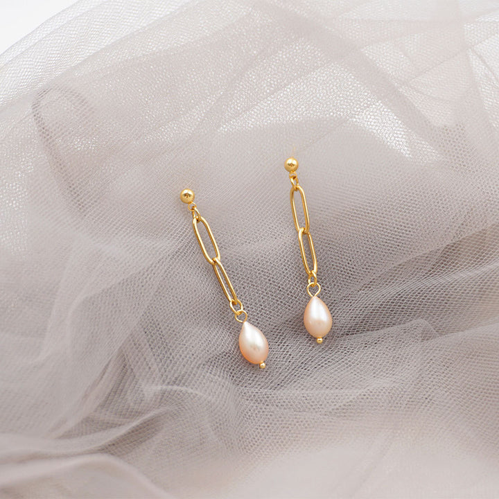 Vintage Simple Chain Pearl Earrings For Women