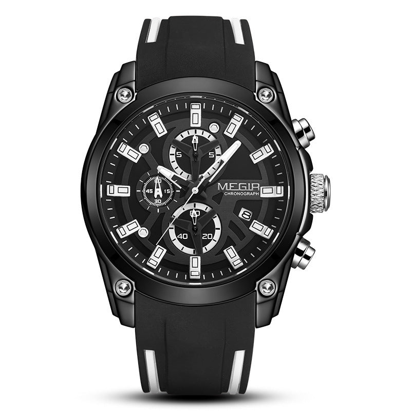 Multi-fonction Timing Sports Silicone Men's Quartz Sports Watch