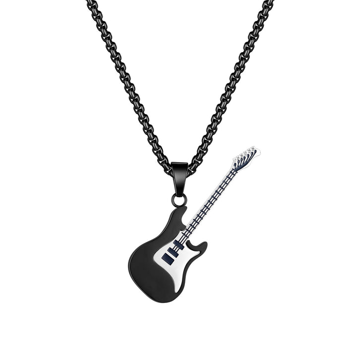 Stainless Steel Guitar Pendant Classic Men's Titanium Steel Necklace