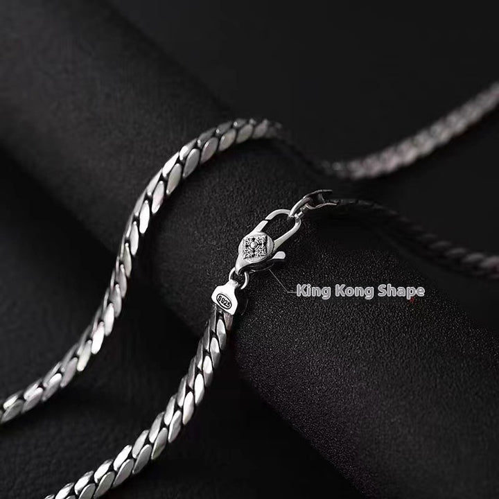 Men's Versatile Vintage Distressed Niche Design Necklace Flat Snake Bones Chain