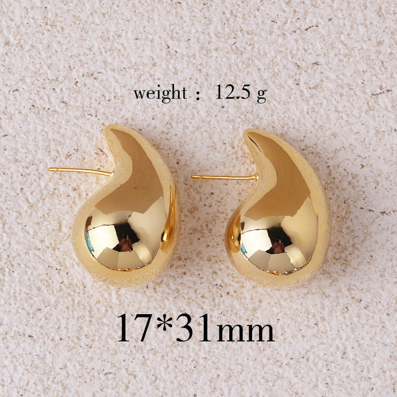 Kobberbelegg 18K ekte metalldråpeformede øreringer for kvinner