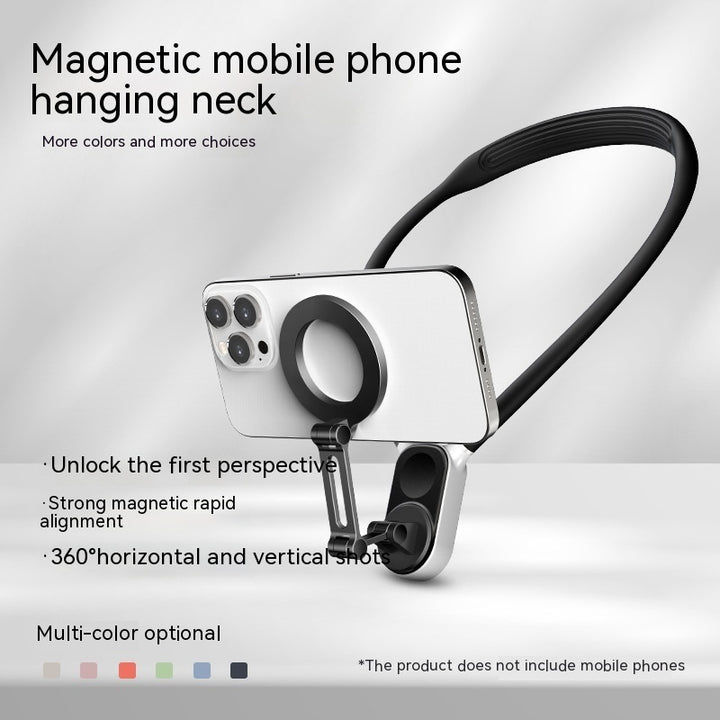 Soporte magnético de la cámara deportiva del teléfono móvil colgando cuello