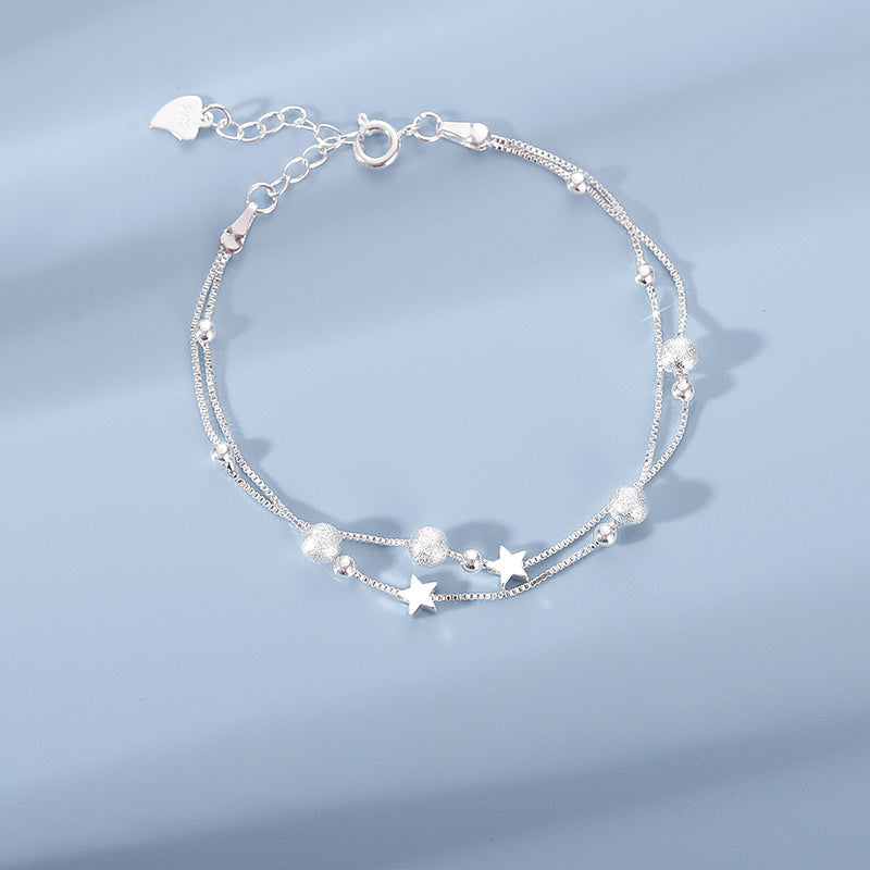 925 Sterling Silver Double Star -armband voor meisjes