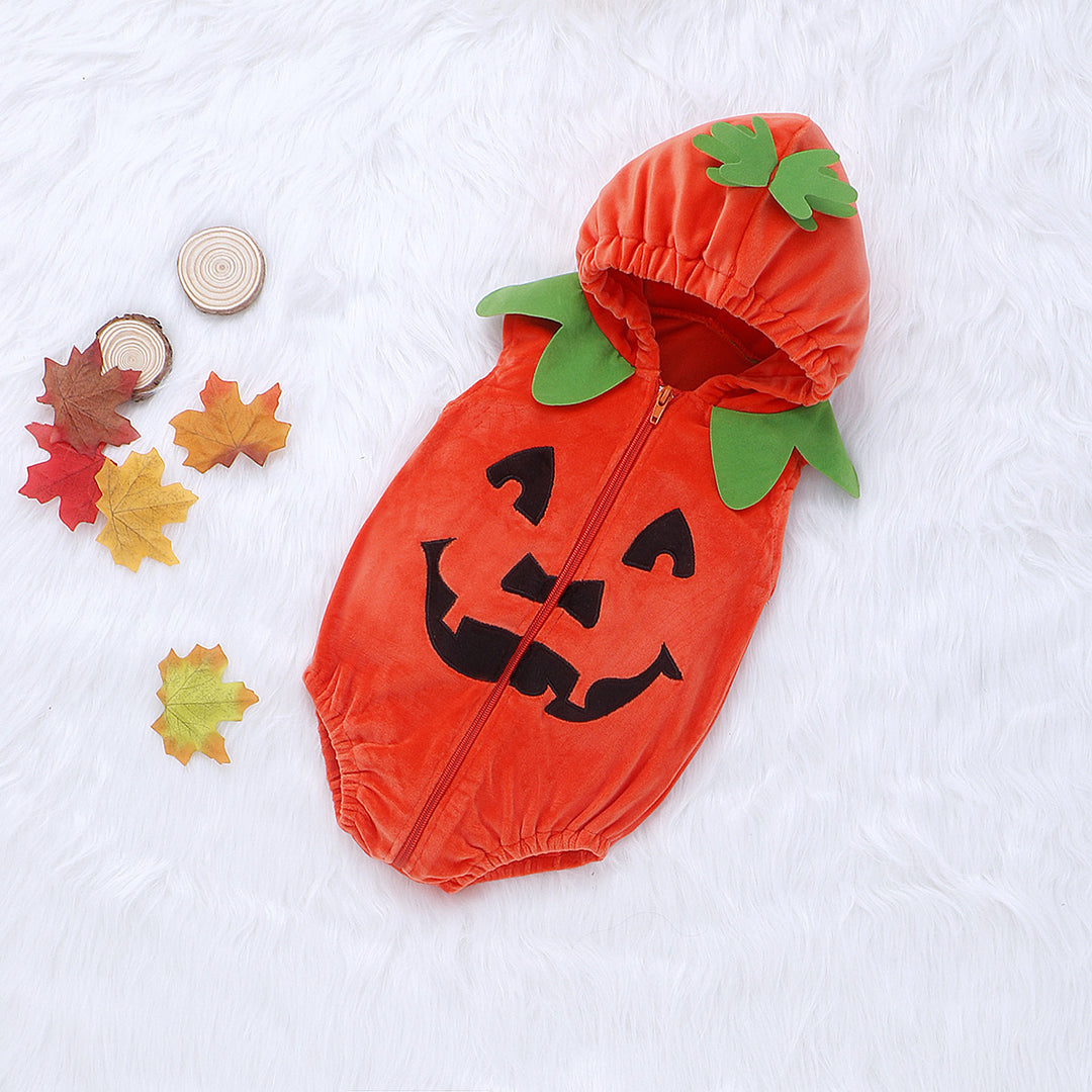 Kinder Halloween -Kürbis -Jumpsuit süßer ärmellose