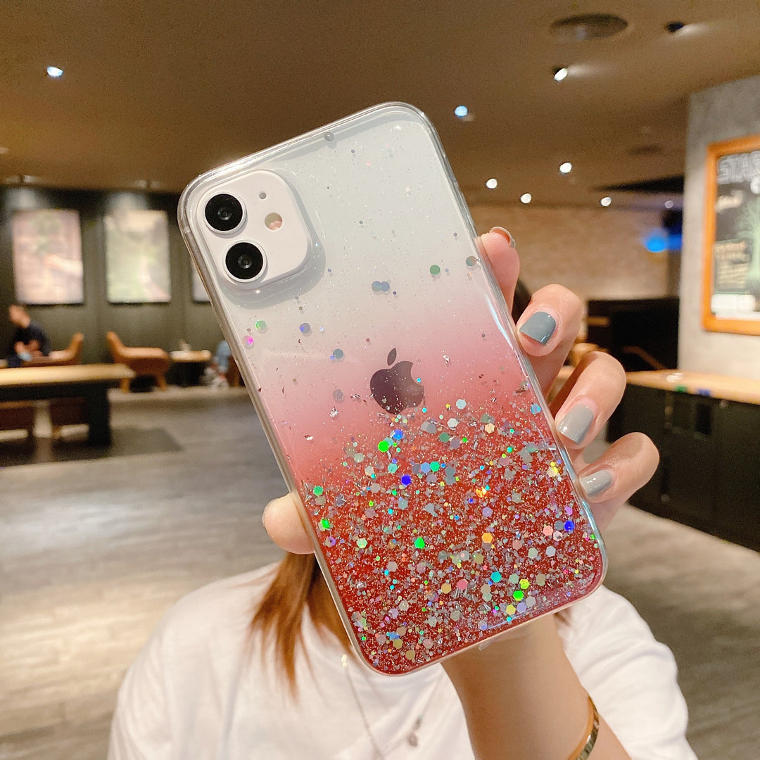 Compatibel met Apple, eenvoudig en geschikt voor 11 mobiele telefoonhoes iPhone12 11Pro transparante glitter