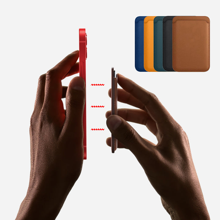 For Magsafe Magnetic Luxury Leather Card Holder Wallet Case for 14 Pro Max 13 12 Telefonpose Adsorpsjonstilbehør Deksel
