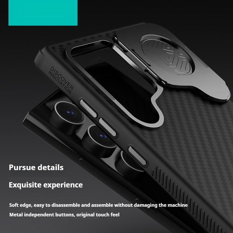 Fiber Pole Kevlar Magnetic Mobile Phone Lens Bracket Protective Case