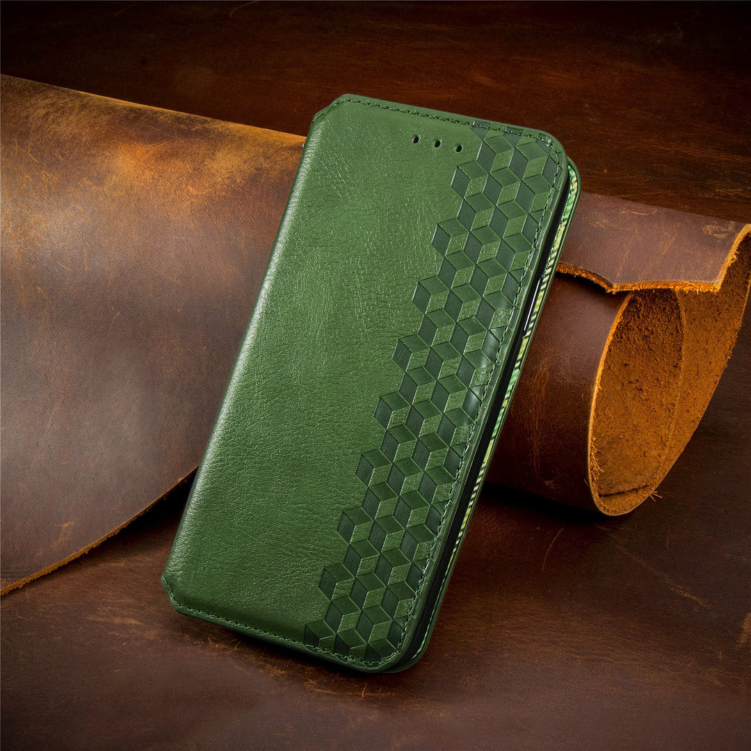 All-inclusive Card Solid Color Leather Phone Case