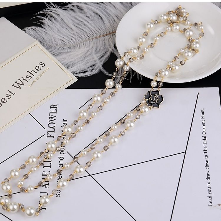 Long Collier Fashion exagérée Tenterament Big Brand Pearl Pendant