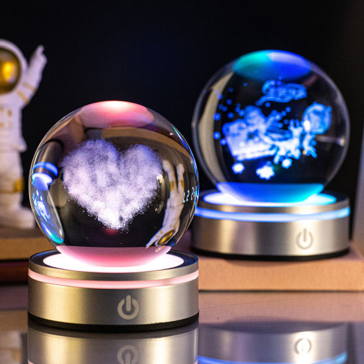 Творческий 3D внутренняя резьба светящаяся хрустальный шарик красочный градиент маленький ночной ламп украшения подарки выбор