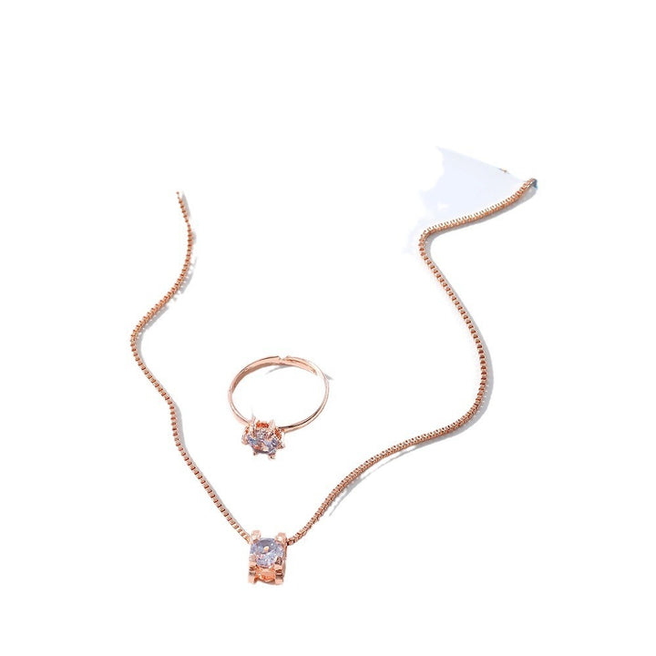 Vier-klauw clip diamant oorbellen ketting set geometrische vrouw