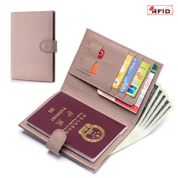 Bolsa de pasaporte de cuero Rfid Multifuncional