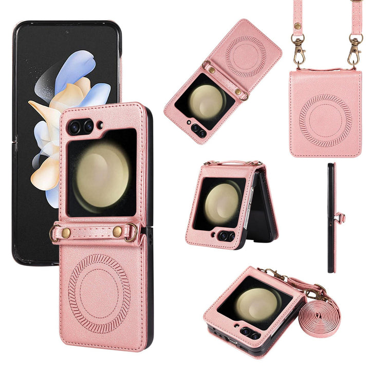 Wireless Charging Magnetic Suction Crossbody Flip Phone Case