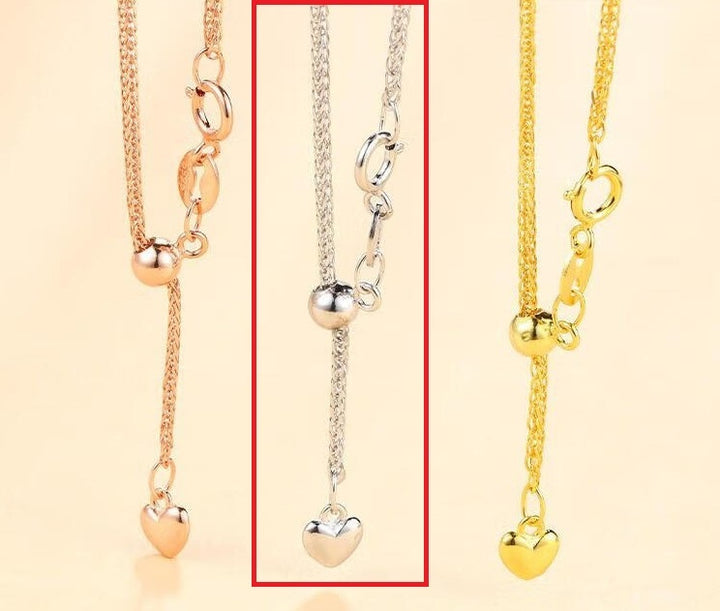 S925 Silver Chopin Chain Spring Fastener Love Necklace Tail Female Simple DIY Adjustment