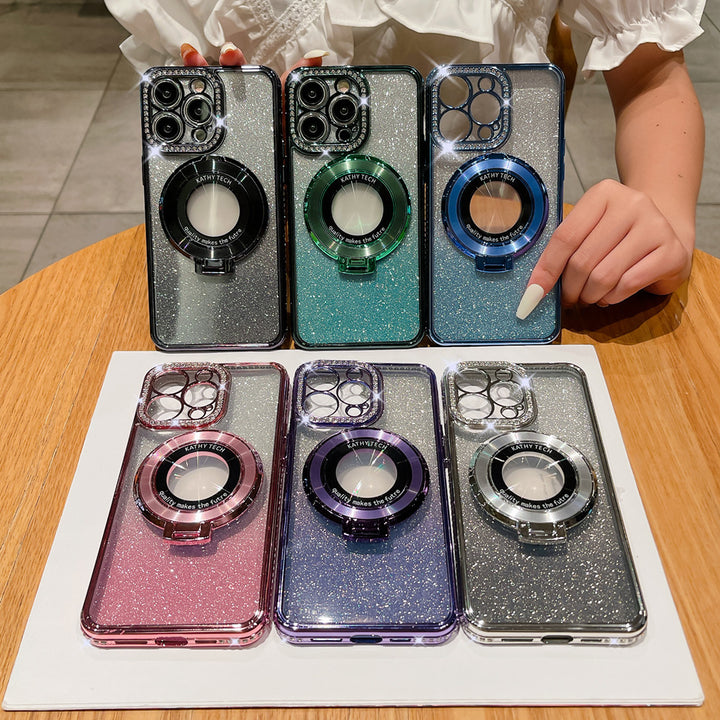 Glitter Tpu Electroplating Magnetic Bracket Phone Case