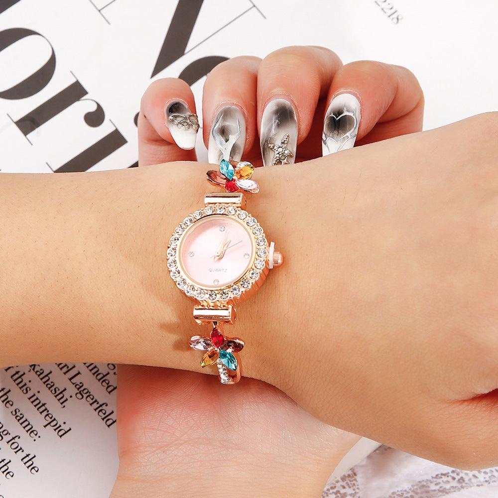 New Fashion Diamond Round Women's Watch Pulsera ajustable Matretería de cuarzo para mujeres