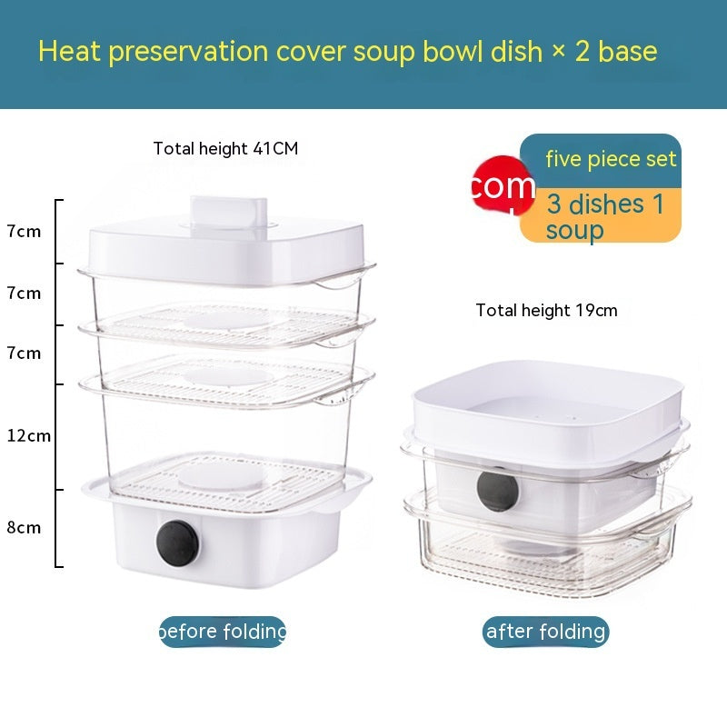 Многослоен капак за ястие за консервация на топлина кухня капак за трапезария остатъчна кутия за съхранение прозрачен стек готварска качулка параход