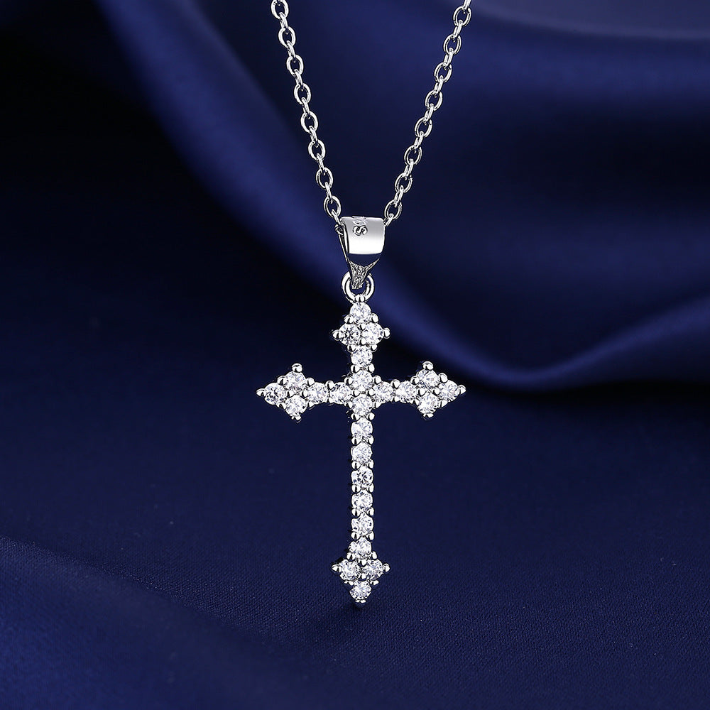 Necklace Simple Diamond Cross Pendant Cross-border E-commerce Wholesale