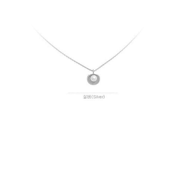 S925 Silver Shell Pearl Fan Necklace