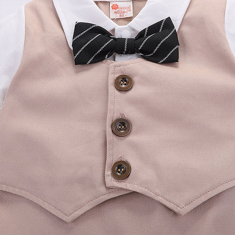 Modă îmbrăcăminte pentru bebeluși de vară, cu mânecă scurtă gentleman
