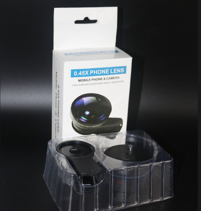 Telefonlinser Kit 0,45x Super vidvinkel og 12,5x Super Macro Lens HD Camera Lentes
