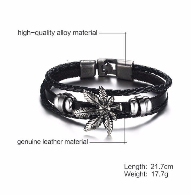 Alloy lucky figure 8 leather bracelet
