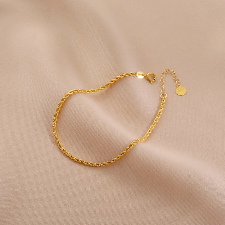 Bracelet de corde de chanvre en or creux