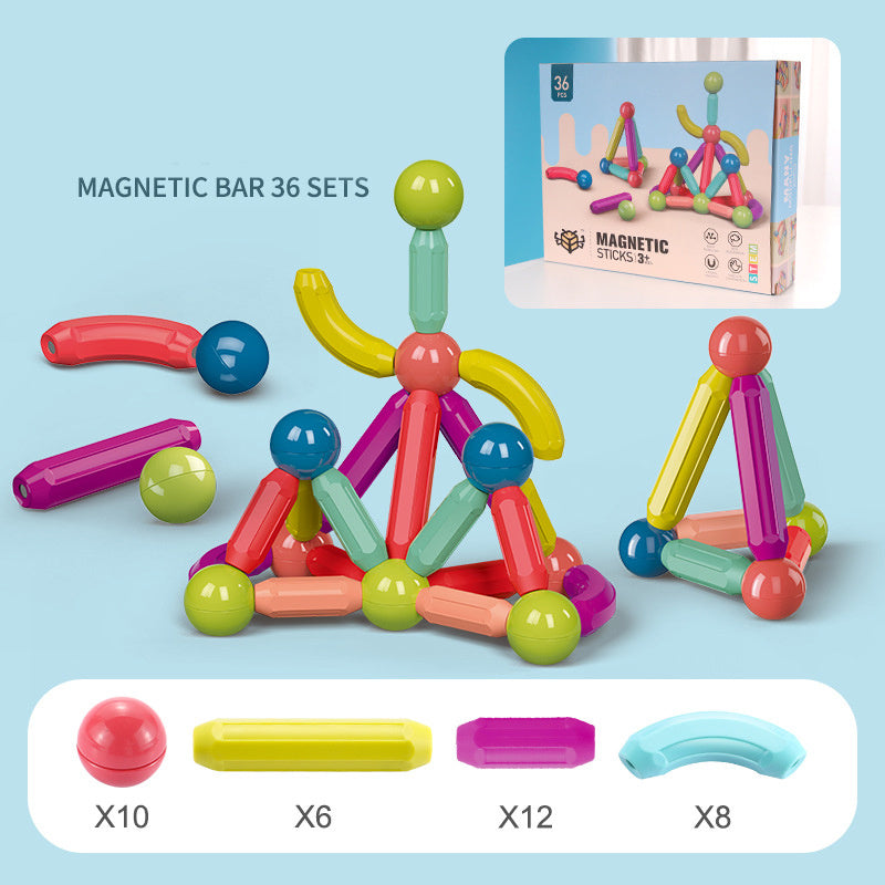 Juguetes de bebé Bloques de construcción de palo magnético imanes de juego Niños establecidos imanes para niños para niños ladrillos de juguete magnético