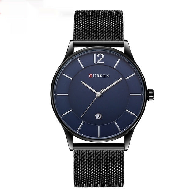 Maschengürtel Einfache große Dial Business Casual Quartz Uhr