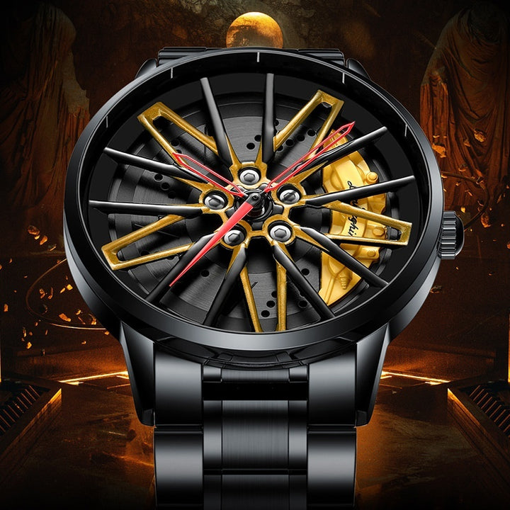 Reloj giratoria de la rueda hueco tridimensional