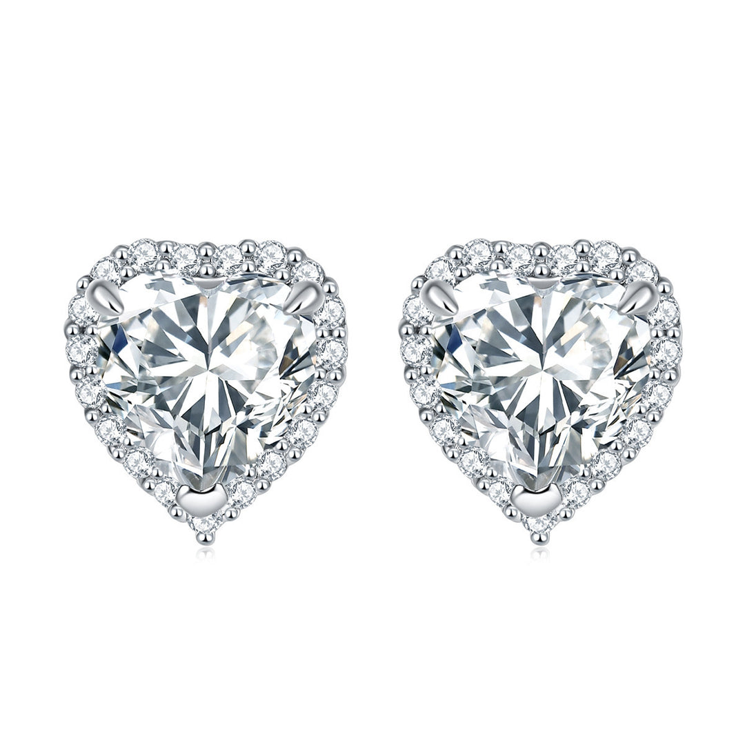 Frauen kronenförmiger Herzform mit Zirkon 925 Sterling Silber Ohrringe