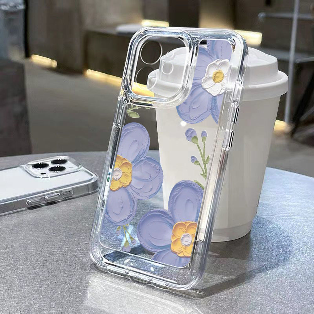INS Antike Blumen Telefon Fall transparent einfache Schutzhülle
