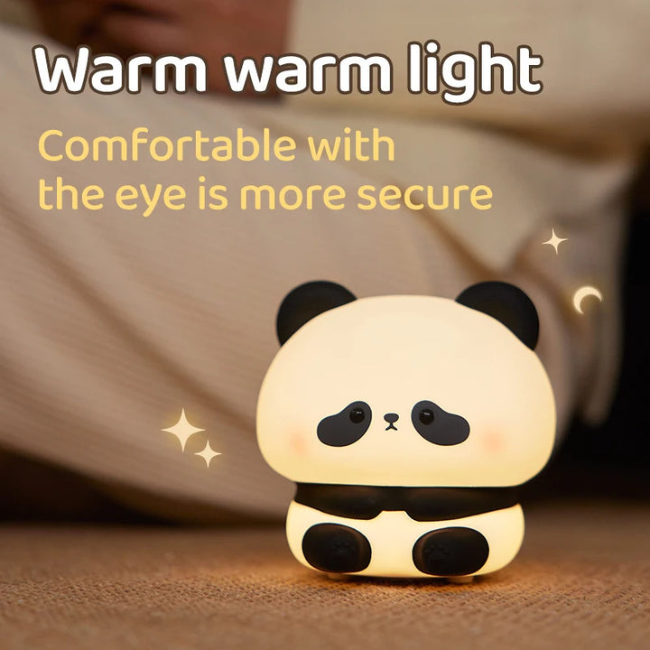 Panda LED Night Light Söpö silikoni -yövalo USB Ladattava kosketus Night -lampun makuuhuoneen Ajoitusvalaisin sisustus Lasten lahjojen sisustus