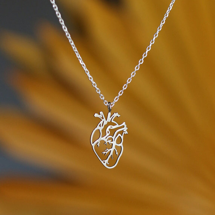 Heart Anatomy Necklace Silver Plated