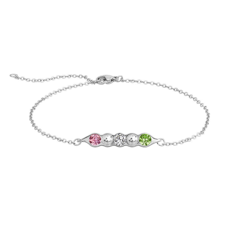 Fashion Pea Pod Female Diamant-verkrustet 12-Farben-Geburtssteinarmband