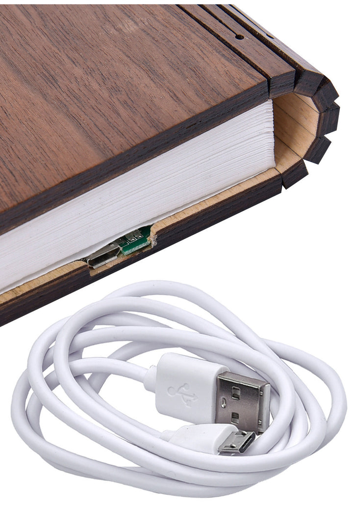 LED NACHT LICHT VOOKBOEK Licht Licht USB -poort Oplaadbare houten magneetlamp