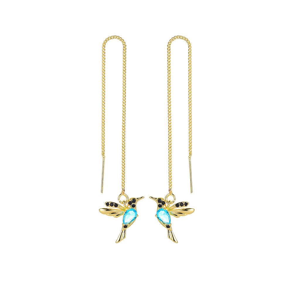 Bijoux de mode Nouveau petit oiseau unique Drop Long Boucles d'oreilles en colibris suspendues pour les femmes