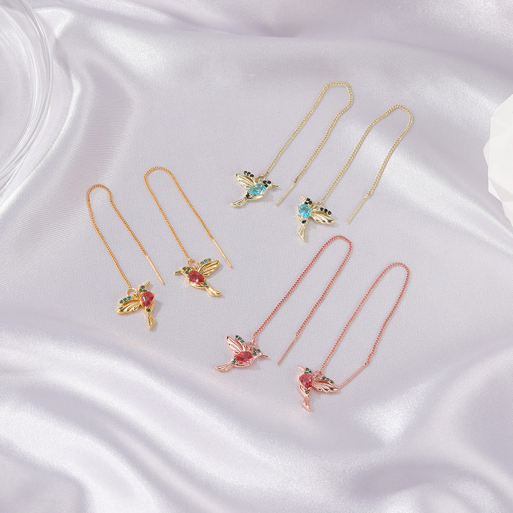 Bijoux de mode Nouveau petit oiseau unique Drop Long Boucles d'oreilles en colibris suspendues pour les femmes