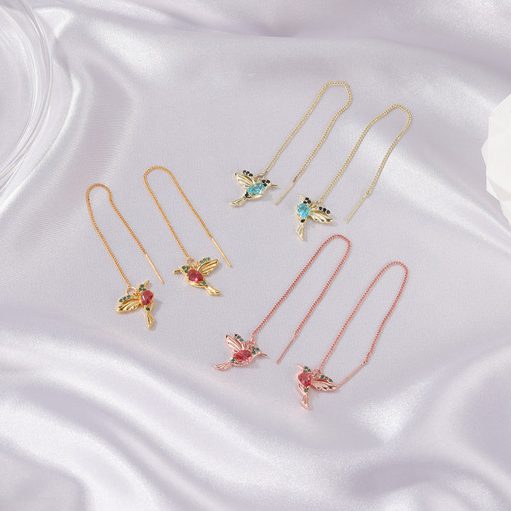 Bijuterii de modă Nouă unică picătură de pasăre unică Cercei de colibri de lungă durată pentru femei Elegant Girl Tassel Crystal Pandantiv de cercei Bijuterii Bijuterii