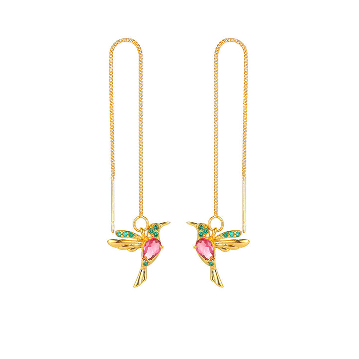 Bijuterii de modă Nouă unică picătură de pasăre unică Cercei de colibri de lungă durată pentru femei Elegant Girl Tassel Crystal Pandantiv de cercei Bijuterii Bijuterii