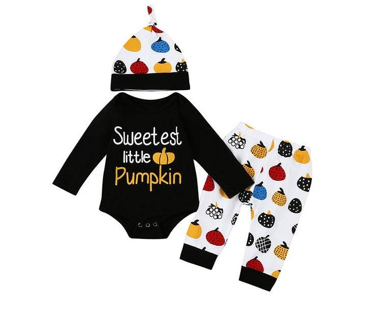 Детско облекло Amazon Halloween Baby Costume Pumpkin Head Letters Haber Set три парчета комплект