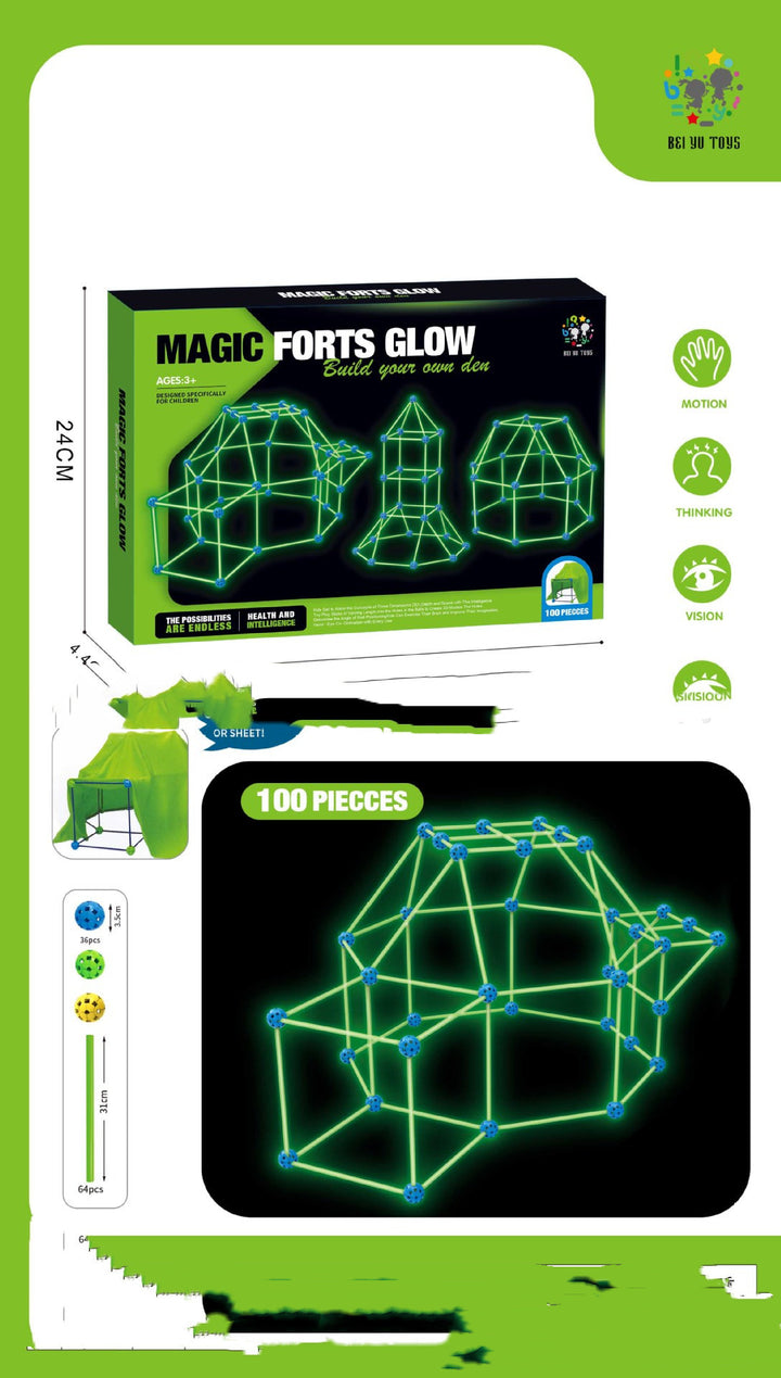 Fort Building Kit İnşaat Blokları Çocuk Oyuncak Çadırları Kale Oluşturucu Kaleleri Tüneller DIY 3D Play House Çocuklar Hediye